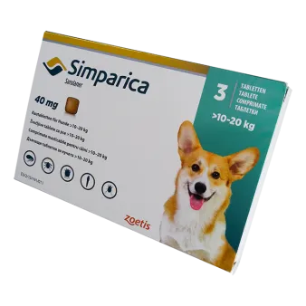 Симпарика для собак 40мг 10-20кг ГЕРМАНИЯ! табл. для перорал. пр. N3